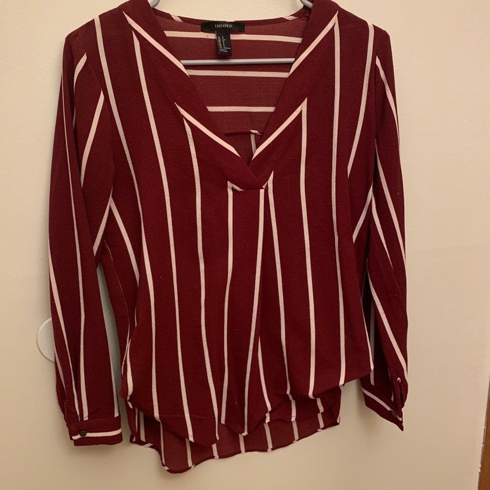 Red and White Striped Dress Shirt